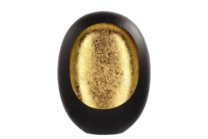 Marrakech Egg T-light BLACK-GOLD 26x11x33cm, Daan Kromhout, tuincentrumoutlet