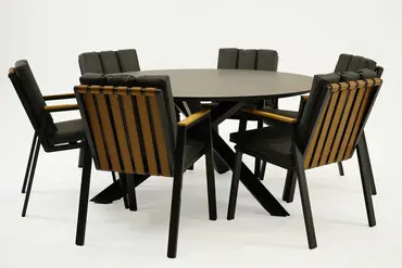 Stapelstoel Leather met triangel tafel sfeer, Vita, tuincentrumoutlet