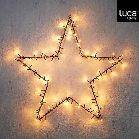 Ster zwart warm wit 120 led IP44 adapter included en timer - l56,5xb56,5xh2cm