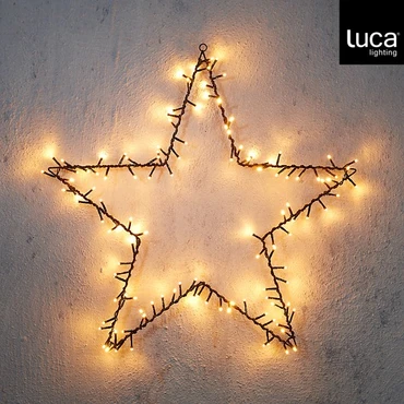Ster zwart warm wit 120 led IP44 adapter included en timer - l56,5xb56,5xh2cm