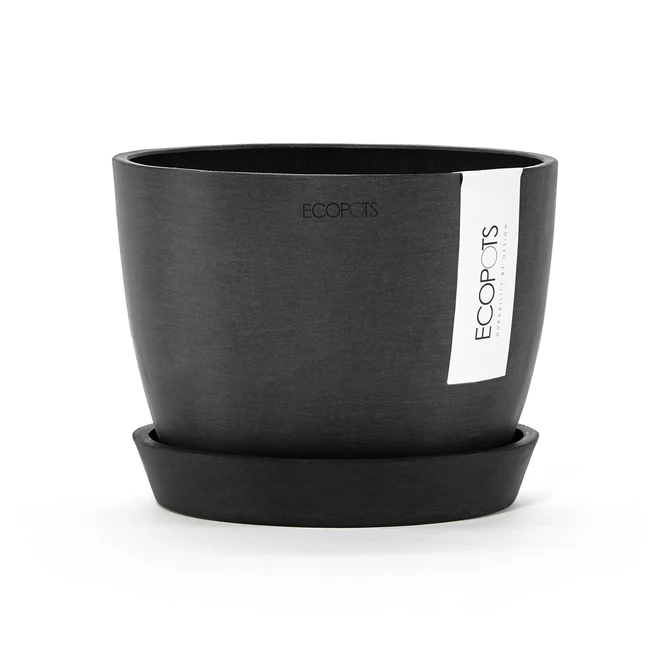 Stockholm 14 Donkergrijs met onderschotel, Ecopots, tuincentrumoutlet.com
