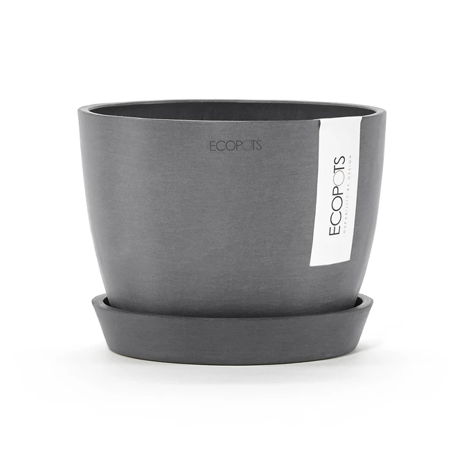Stockholm 14 Grijs met onderschotel, Ecopots, tuincentrumoutlet.com