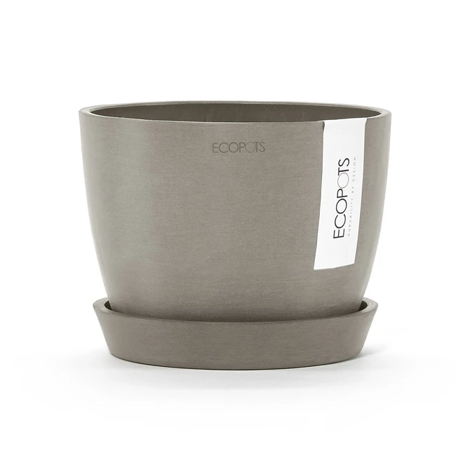 Stockholm 14 Taupe met onderschotel, Ecopots, tuincentrumoutlet.com