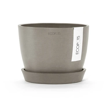 Stockholm 14 Taupe met onderschotel, Ecopots, tuincentrumoutlet.com