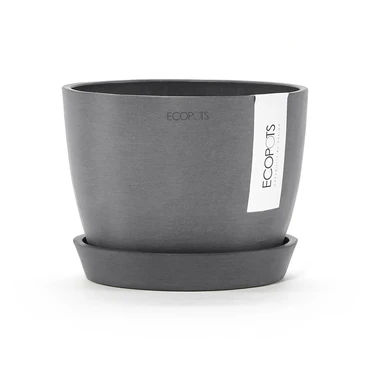 Stockholm 18 Grijs met onderschotel, Ecopots, tuincentrumoutlet.com
