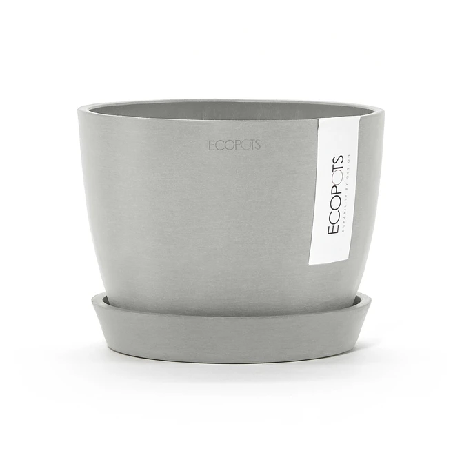 Stockholm 18 Witgrijs met onderschotel, Ecopots, tuincentrumoutlet.com