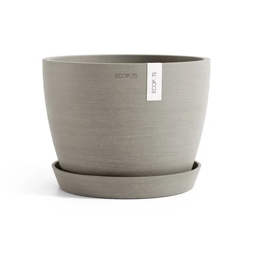 Stockholm 22 Taupe met onderschotel, Ecopots, tuincentrumoutlet.com