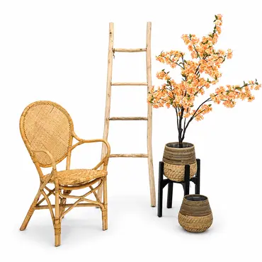 Stoel Ibiza Rotan Blond 52x61h90cm sfeer, Van der Leeden, Tuincentrumoutlet.com