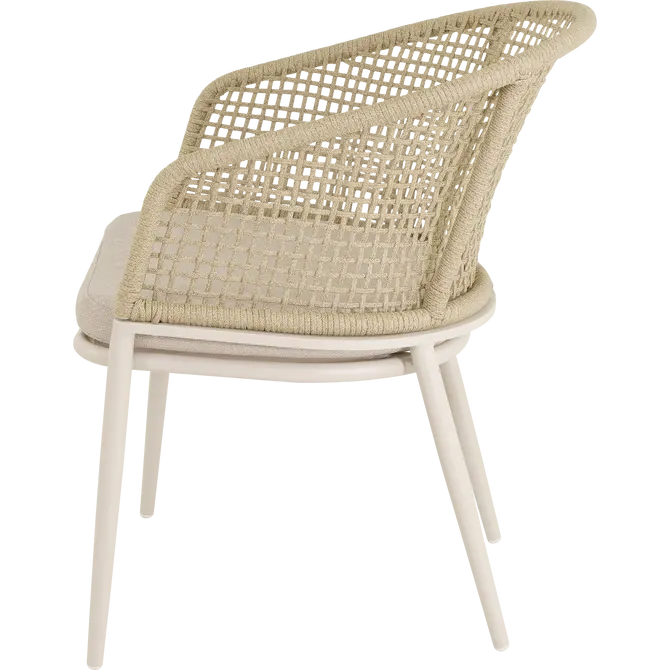 Stoel Kioto Crema beige zijkant, Lesli Living, tuincentrumoutlet.com