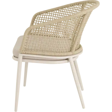 Stoel Kioto Crema beige zijkant, Lesli Living, tuincentrumoutlet.com