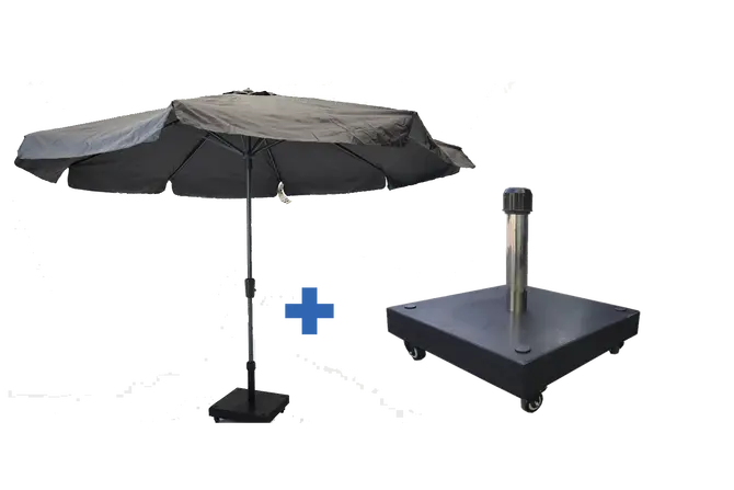 Syros 350cm grijs met verrijdbare 50kg voet - afbeelding 1
