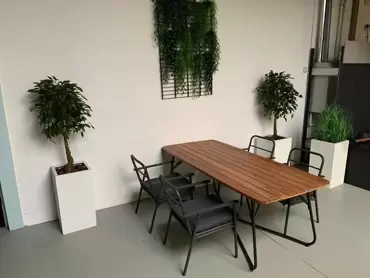 Tafel + 4 stoelen staal alleen zitkussen - afbeelding 3