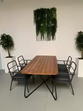 Tafel + 4 stoelen staal alleen zitkussen - afbeelding 3