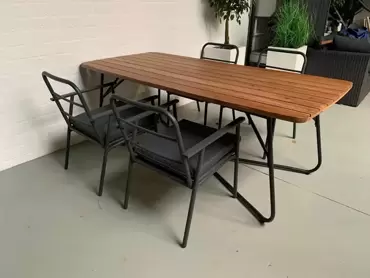 Tafel + 4 stoelen staal alleen zitkussen - afbeelding 2