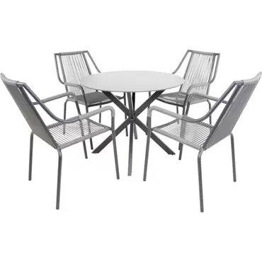 Tafel Crest ø90cm met stoelen, Lesli Living, Tuincentrum Outlet