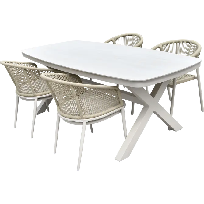 Tafel Davos Crema Deens ovaal 200x100cm sfeerfoto, Lesli Living, tuincentrumoutlet.com