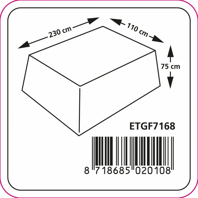 Tafelhoes ca 230x110x75cm grijs afmetingen, Eurotrail, tuincentrumoutlet