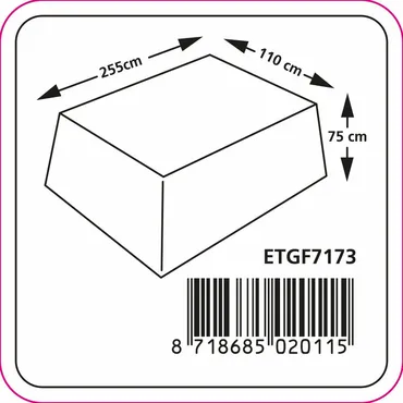 Tafelhoes 255x110x75cm grijs afmetingen, Eurotrail, tuincentrumoutlet