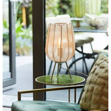 Tafellamp plumeria d25h45cm bruin sfeer, Light & Living, tuincentrumoutlet.com