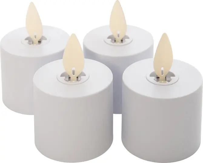 THEELICHT BEWEGENDE VLAM UITBREIDINGSET DIA 5X6CM WIT SET VAN 4, Anna's collectiom, tuincentrumoutlet.com