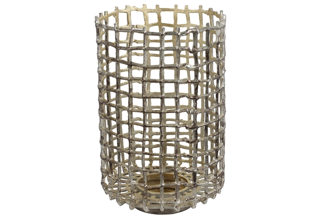 Theelichth Grid L antiek zilver, Countryfield, Tuincentrumoutlet