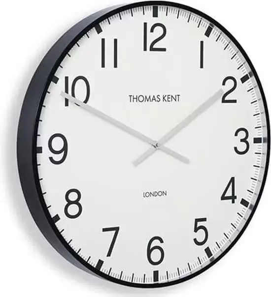 Thomas Kent Clocksmith S Rond 30 Wit Zwart Wandklok Staal RVS