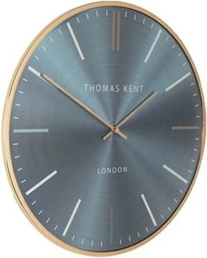 Thomas Kent Oyster Rond S 40 Blauw Goud Wandklok Staal RVS