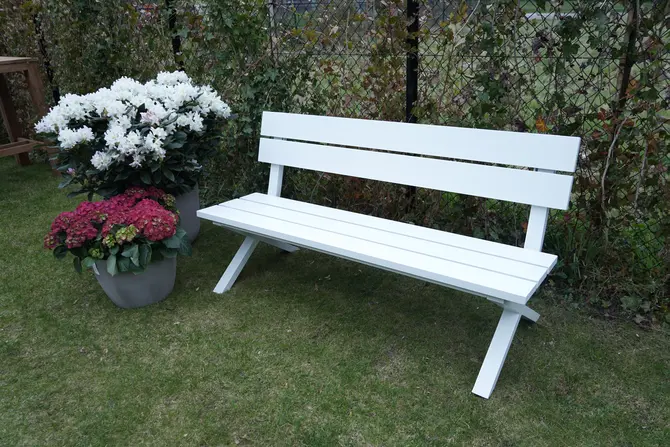 Tuinbank Crossway alu L160 cm wit mat sfeer, Vita, Tuincentrumoutlet.com