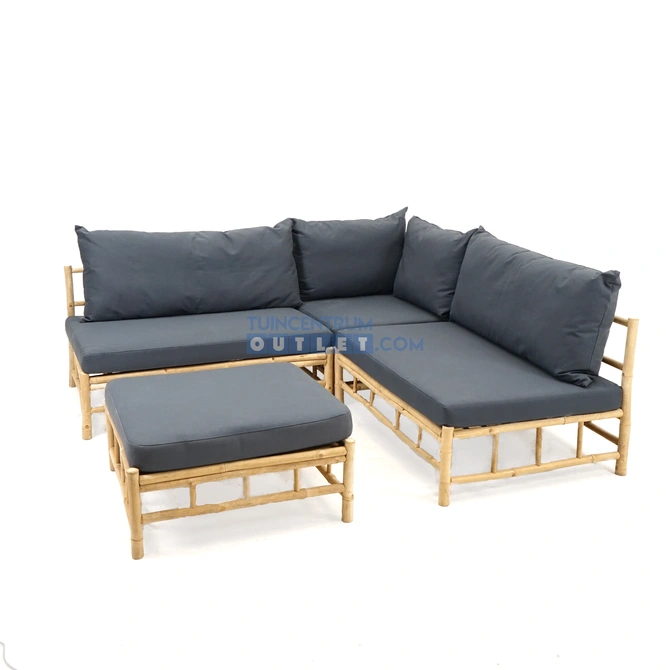 Tuinset Bamboo Chaise Longue Naturel Loungeset Buiten Tuin Vita, Tuincentrum Outlet