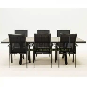 Tuinset Dealia hoge rug zwart met Castilla negro kruispoot 240cm tafel - afbeelding 4