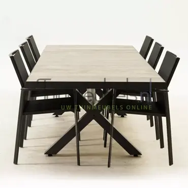 Tuinset Delia zwart met Castilla negro kruispoot 240cm tafel - afbeelding 4