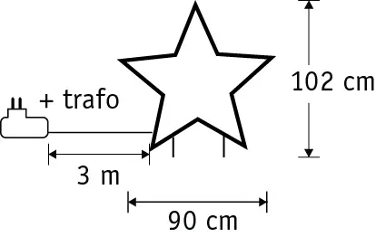 Tuinsteker Ster (150 ledlampjes, L60 x H73 cm) - Afmetingen, Luca Lighting, Tuincentrum Outlet