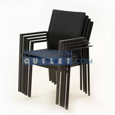 Delia stoel, lage rug zwart stapel, tuincentrum outlet