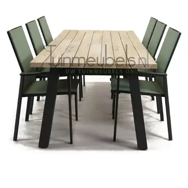 Tuinstoel Delia amandel hoge rug met Derby 240 cm teaktafel, tuinmeubels.nl, foto 3