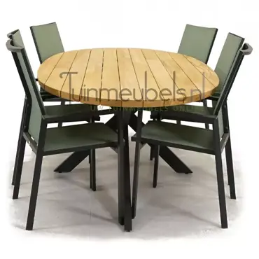 Tuinstoel Delia amandel hoge rug met Prado 240 elips cm teaktafel, tuinmeubels.nl, foto 3