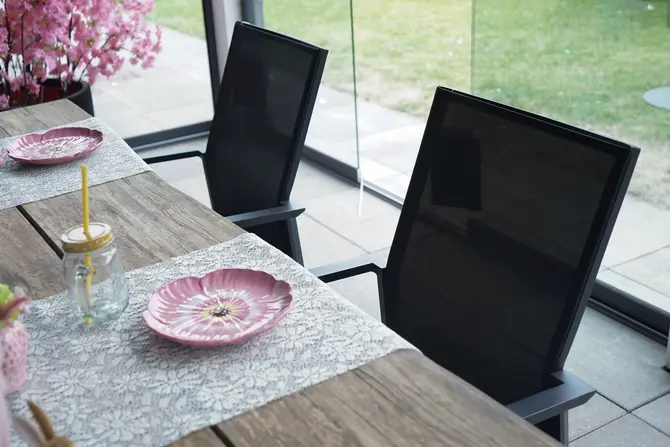 Tuinstoel Delia hoge rug alu text. zwart sfeer, Vita, Tuincentrumoutlet.com