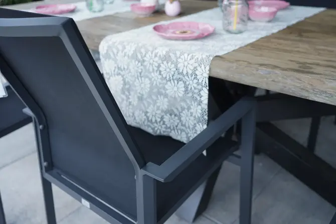 Tuinstoel Delia hoge rug alu text. zwart sfeer, Vita, Tuincentrumoutlet.com