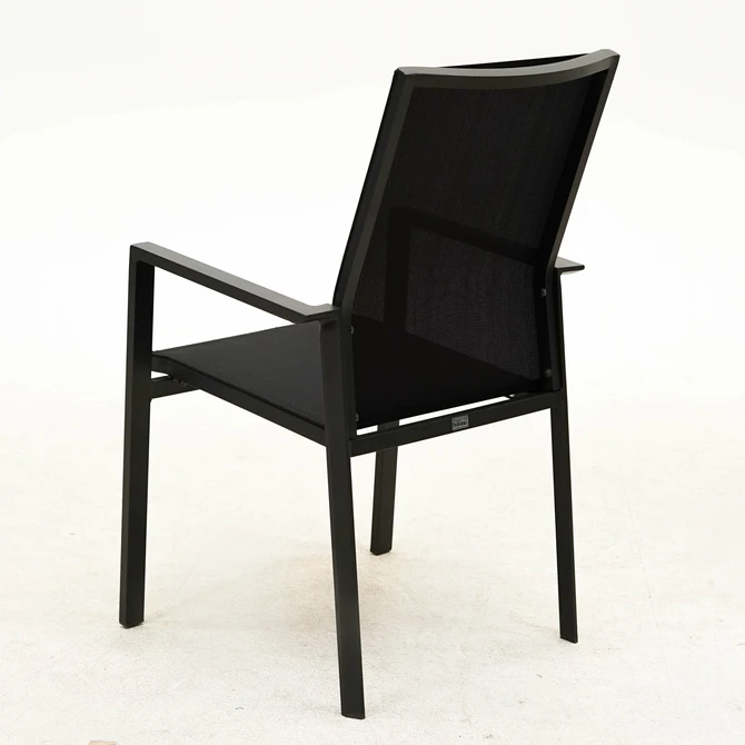 Tuinstoel Delia hoge rug alu text. zwart, Vita, Tuincentrumoutlet.com