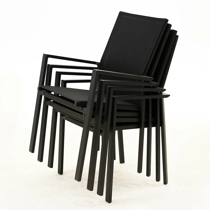 Tuinstoel Delia hoge rug alu text. zwart, Vita, Tuincentrumoutlet.com