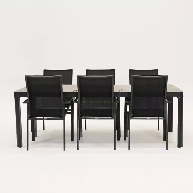 Tuinstoel Delia zwart hoge rug met Castilla Negro 220 x 100 cm, tuinmeubels.nl, foto 2