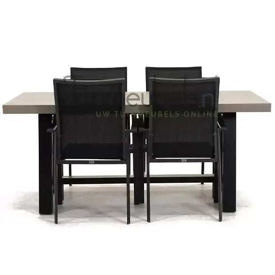 Tuinstoel Delia zwart hoge rug met Cento tafel 180 cm, tuinmeubels.nl, foto 2