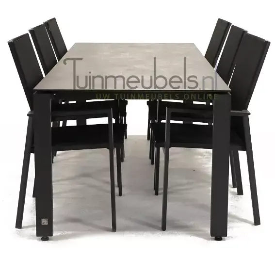 Tuinstoel Delia zwart hoge rug met GOA HPL 220 cm donker grijs, tuinmeubels.nl, foto 3