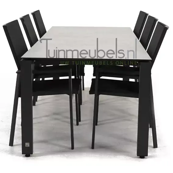 Tuinstoel Delia zwart hoge rug met GOA HPL 220 cm licht grijs, tuinmeubels.nl, foto 3