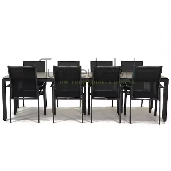 Tuinstoel Delia zwart hoge rug met GOA HPL 280 cm licht grijs, tuinmeubels.nl, foto 2