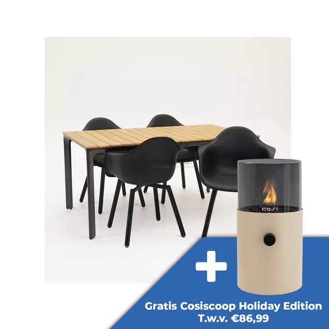 Tuinstoel Montreux zwart/zwart met Arezzo tafel 160 x 90 cm - afbeelding 1