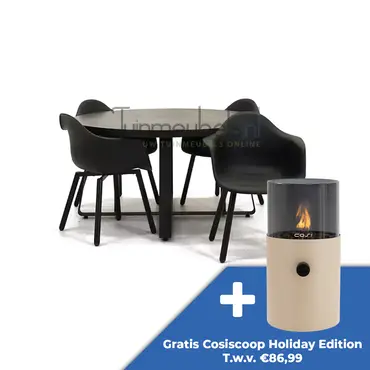 Tuinstoel Montreux zwart/zwart met braga tafel 140 cm