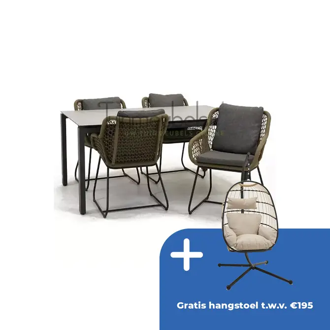 Tuinstoel Portofino olijf groen met GOA HPL 160 cm licht grijs - afbeelding 1