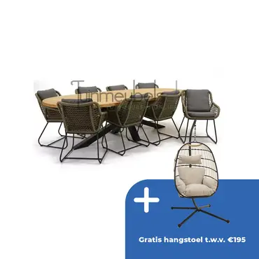 Tuinstoel Portofino olijf groen met Mistral ovaal 280