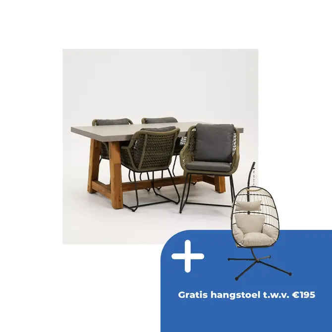 Tuinstoel portofino olijf groen met Veltis tafel 180 cm - afbeelding 1