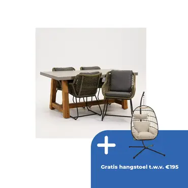 Tuinstoel portofino olijf groen met Veltis tafel 180 cm